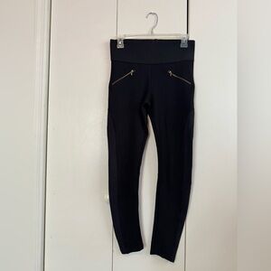 ZARA BASIC Black Leggings with Gold Zipper Accents SIZE M